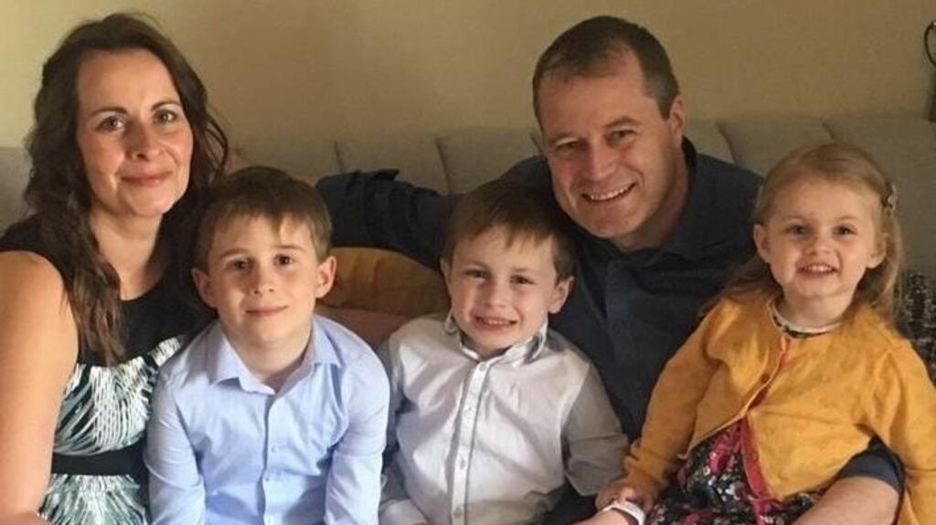 Deirdre Morley and Andrew McGinley pictured with their children Conor, Darragh and Carla McGinley.