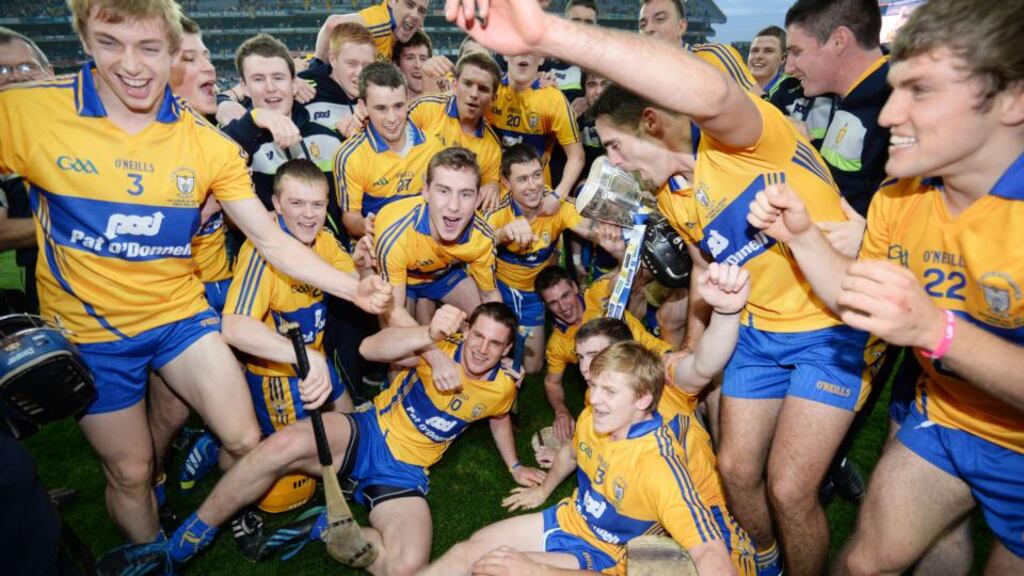 Clare celebrate victory over Cork at Croke Park after winning the county’s fourth All-Ireland senior hurling title. Photograph: Alan Betson.