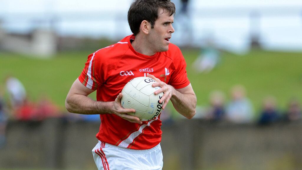Paraic Smith scored one of Louth’s goals in the Allianz League victory over Laois at O’Moore Park. Photograph: Ciaran Culligan/Inpho