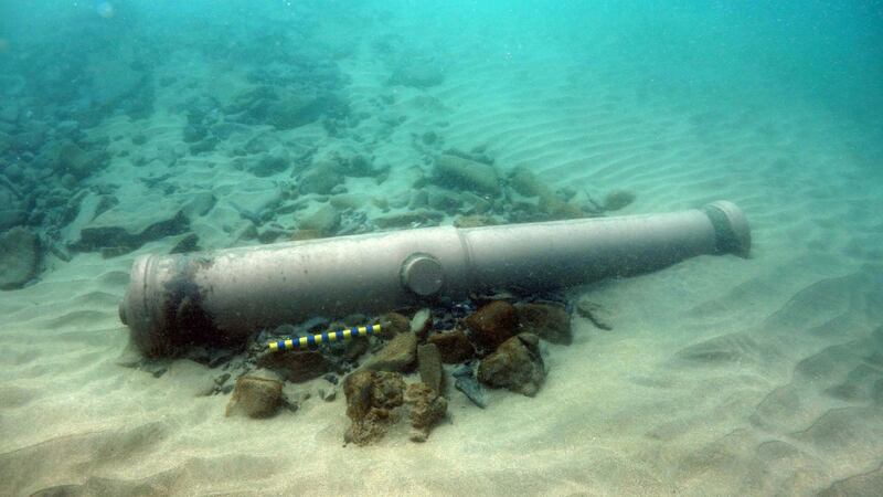 One of the cannons uncovered at Streedagh, Co Sligo, from the wreck of the Spanish Armada ship La Juliana, which sank in 1588. Photograph: Department of Arts, Heritage and the Gaeltacht/PA