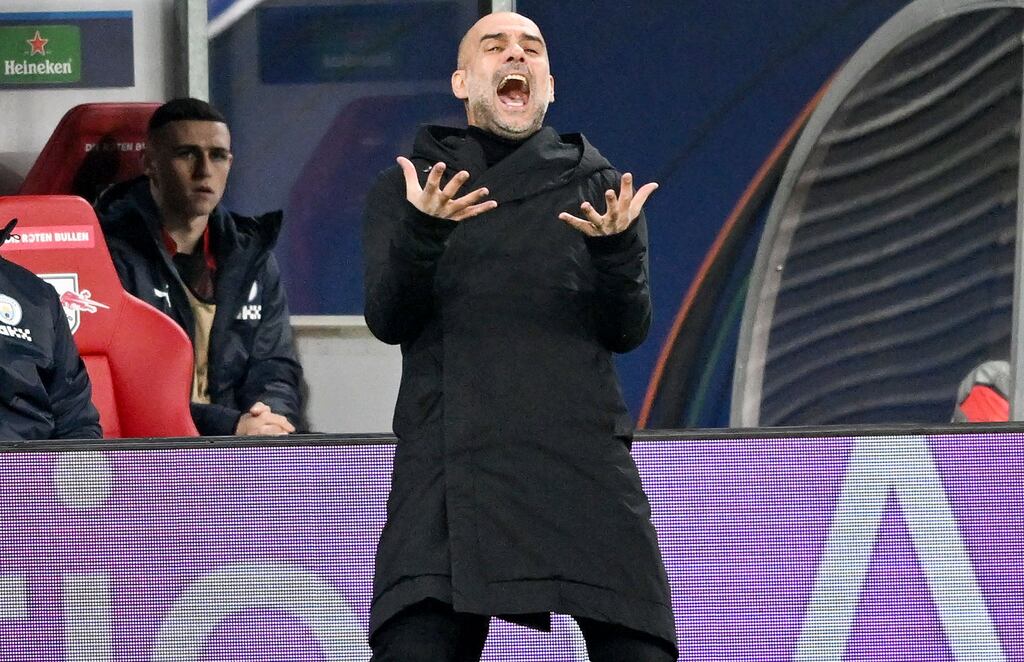 Manchester City's Catalan manager Pep Guardiola during his team's Champions League last-16 draw with RB Leipzig. Photograph: Shutterstock