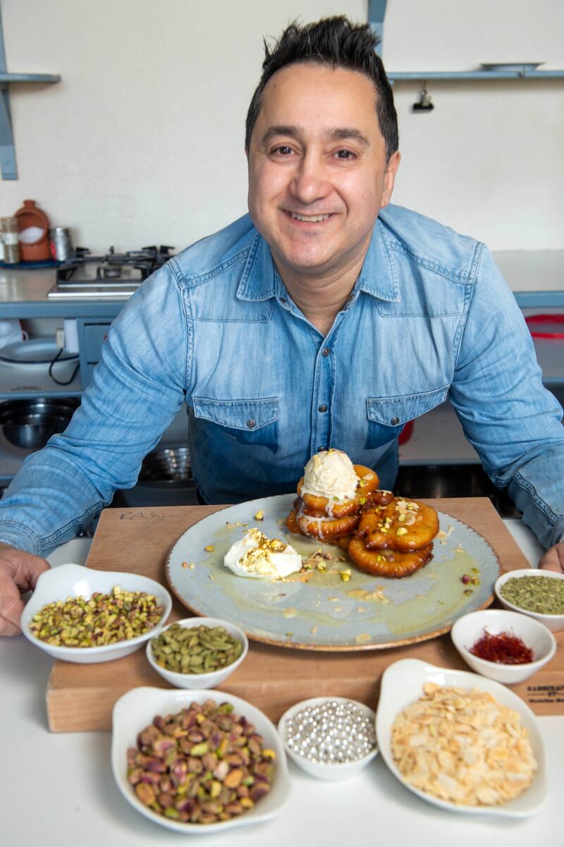 Arun Kapil, chef and food entrepreneur with his North Indian malpua pancakes. Photograph: Michael Mac Sweeney/Provision