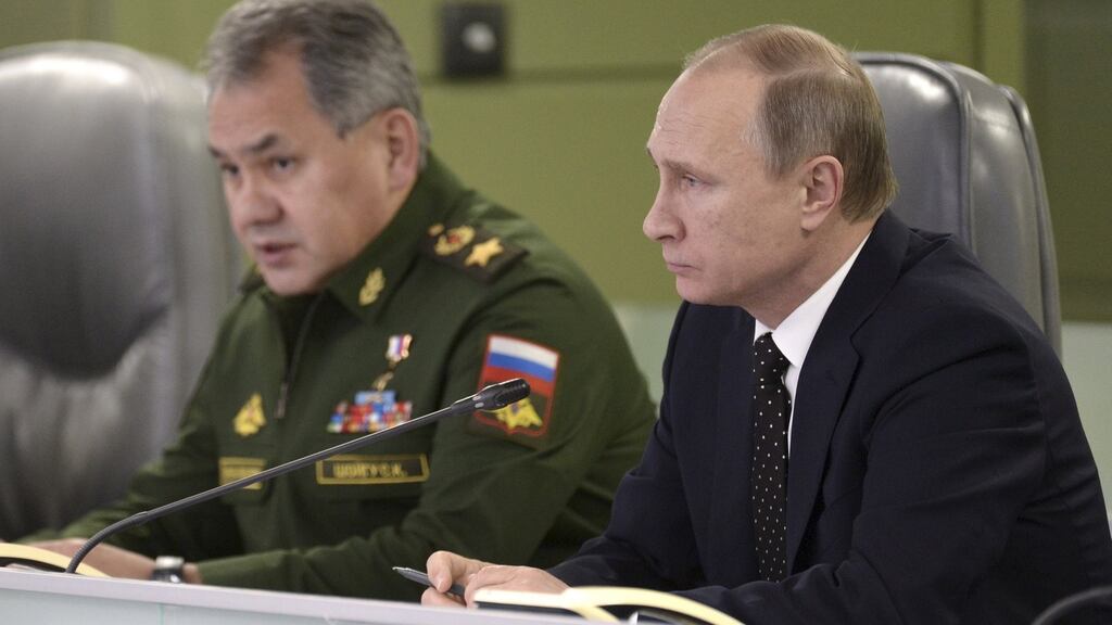 “You are defending Russia and its citizens,” Vladimir Putin told military chiefs. “I want to thank you for your service and wish you luck.” Photograph: Alexei Nikolskyi/Sputnik/Kremlin