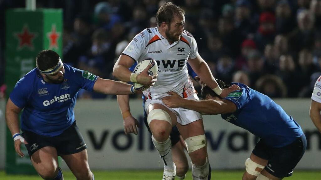 Alun-Wyn Jones, pictured here in action against Leinster at the RDS, has signed a new deal at the Ospreys. Photograph: Niall Carson/PA
