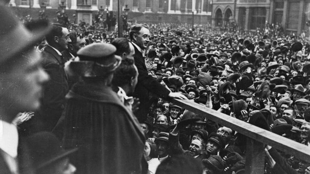 Victorious: WT Cosgrave at College Green after his election as president of the executive council of the Free State in 1923. Photograph: Hulton Getty .