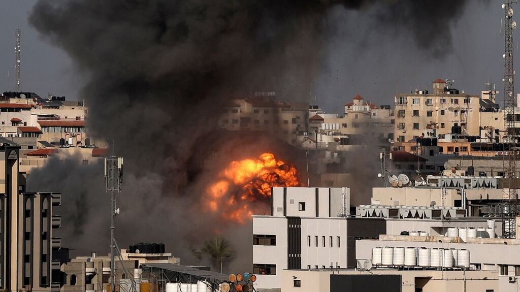 An Israeli air strike on Gaza City. Prime minister Binyamin Netanyahu says Israel has no plans on relenting in its attacks against Hamas in Gaza. Photograph: Mahmud Hams/AFP via Getty Images