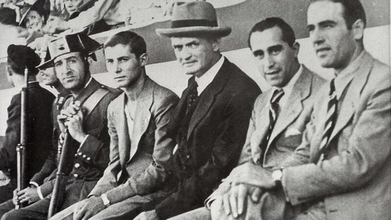 Patrick O’Connell (centre) managed Real Betis to their sole league title but his success received little coverage in Ireland and the UK