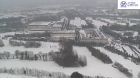 Footage of snow covered Dublin captured from the sky