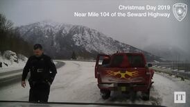 Dashcam captures near-miss on icy Alaska roads