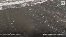Eyewitness footage shows mounds of plastic washed onto Tenerife beach