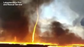 Rare 'fire tornado' develops in English village