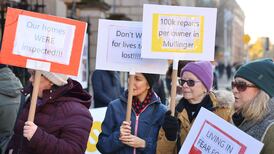 Owners of defective apartments protest outside the Dáil