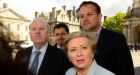 Fine Gael party members Frances Fitzgerald, Leo Varadkar, Michael Noonan and Paschal Donohoe in Trinity College Dublin. Photograph: Cyril Byrne/The Irish Times