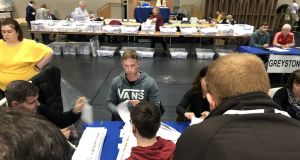 Votes being counted in Greystones earlier. Photograph: Carl O’Brien