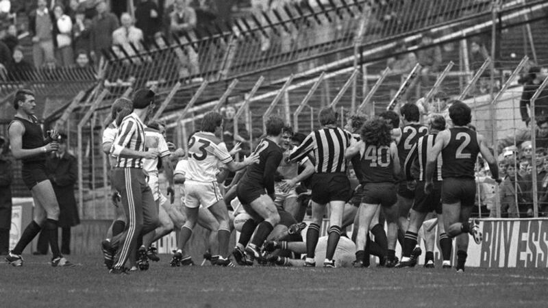 A fight breaks out between Ireland and Australia during the second Test. Photograph: Billy Stickland/Inpho