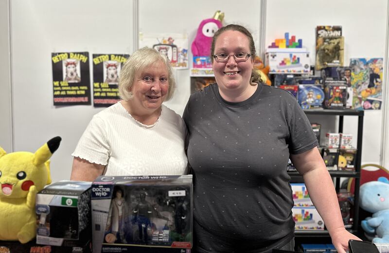 Helen and Amy Quinn at Amy's stall at GamerFest 2025. Photograph: Conor Capplis