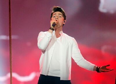 Ireland's Brendan Murray performs the song "Dying To Try" during rehearsals for the Eurovision Song Contest, in Kiev, Ukraine, Saturday, May 6, 2017. The first semi final of The Eurovision Song Contest 2017 will be held on May 9. (AP Photo/Efrem Lukatsky)