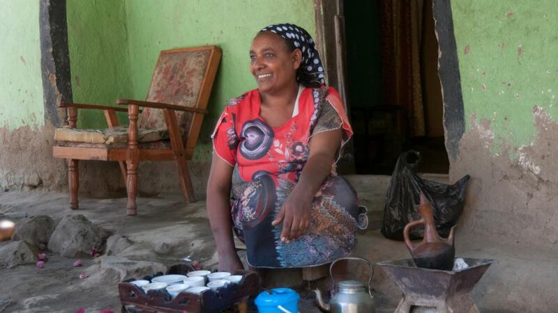 Farmer: Yeshi Endeg, a member of Meki Batu Fruit and Vegetable Growers’ Co-operative Union. Photograph: Hugh Chaloner/Gorta-Self Help Africa