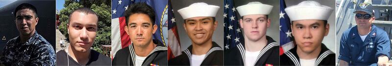 Victims: Noe Hernandez, Xavier Alec Martin, Shingo Alexander Douglass, Carlos Victor Ganzon Sibayan, Dakota Kyle Rigsby, Ngoc T Truong Huynh and Gary Leo Rehm jnr. Photograph: Commander, US 7th Fleet/HO/AFP/Getty