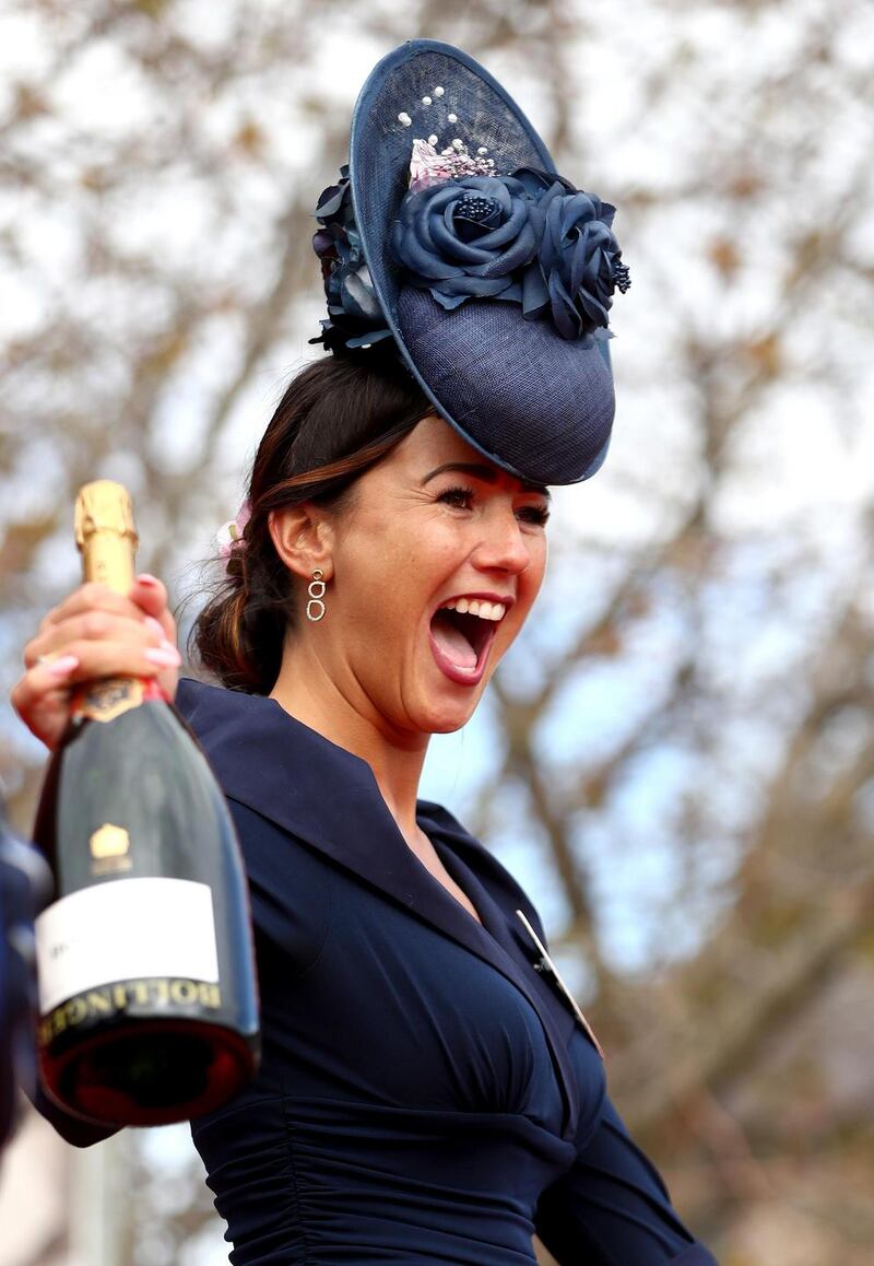 Eimear Cassidy from Drogheda, winner of the Bollinger Best Dressed Lady competition on day four of the   Punchestown festival 2018. Photograph: James Crombie/Inpho