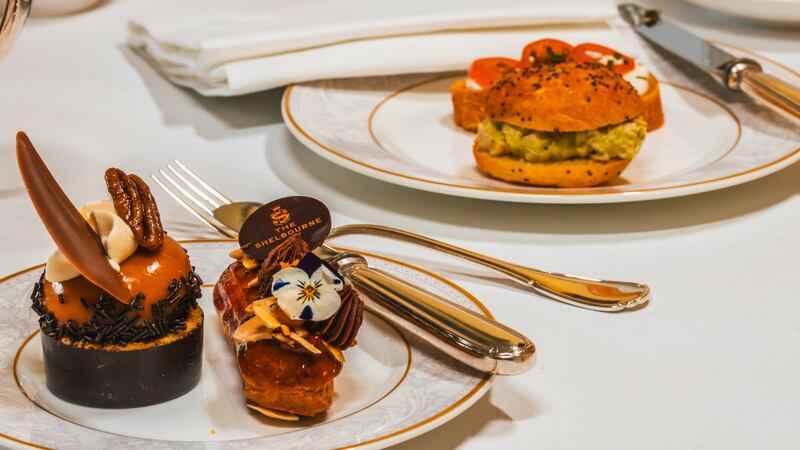 Afternoon tea, complete with cake stand, china and silverware, delivered to your door by the Shelbourne Hotel in Dublin