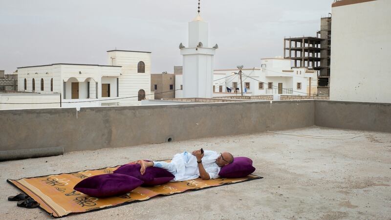 After being held in isolation for long stretches, Slahi is now frequently on his phone and computer. Photograph: Btihal Remli/The New York Times