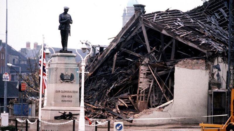 Enniskillen bombing: the devastated community centre the day after the Remembrance Day blast, on November 8th, 1987. Photograph: PA