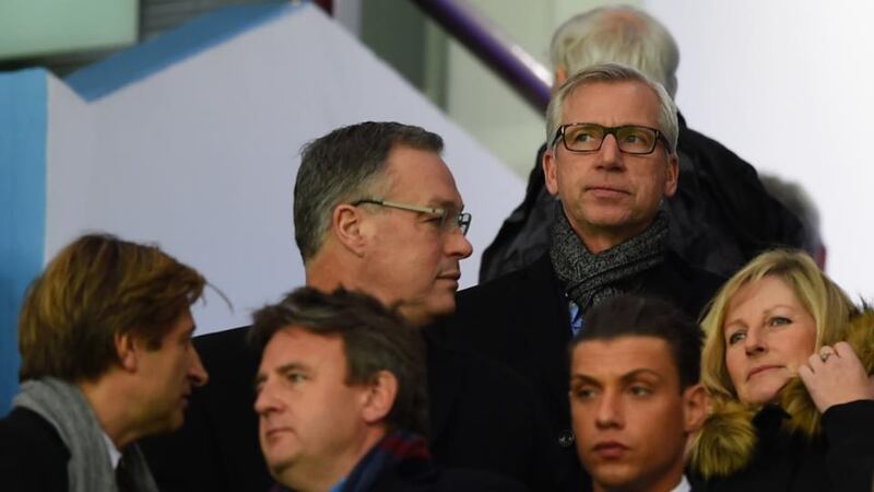 Former Newcastle United manager Alan Pardew looks on during the  Premier League match between Aston Villa and Crystal Palace at Villa Park. Photograph: Shaun Botterill/Getty Images