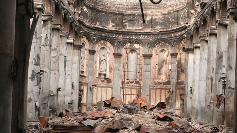 Devastation: the interior of the cathedral after the fire on Christmas Day, 2009. Photograph: Tiernan Dolan