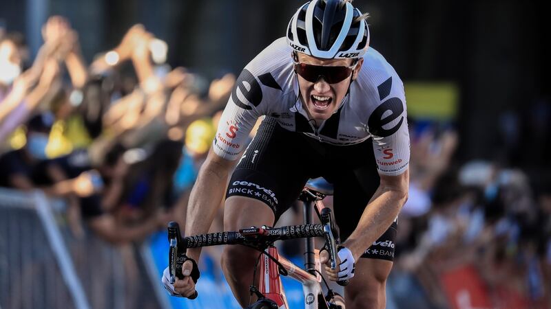 Danish rider Soren Kragh Andersen of Team Sunweb won Stage 14 of the tour de France. Photograph: Christophe Petit Tessonc/EPA