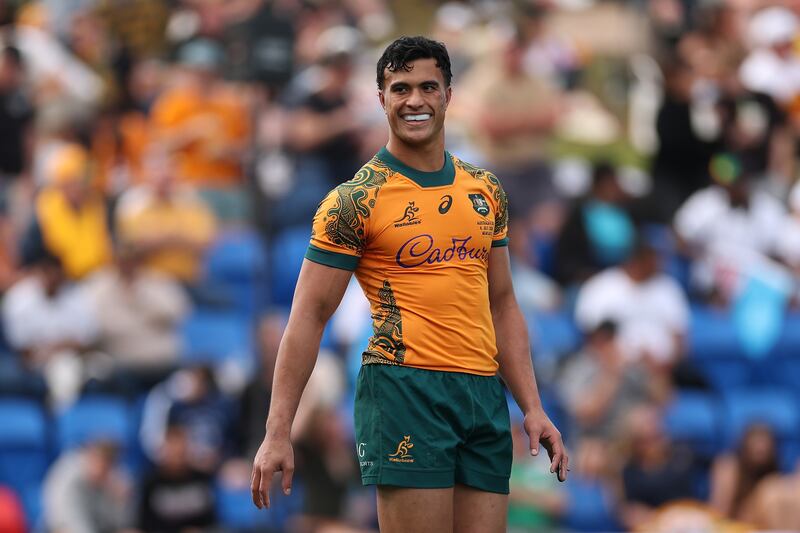 Joseph-Aukuso Suaalii during the Wallabies game against Fiji. Photograph: Cameron Spencer/Getty Images