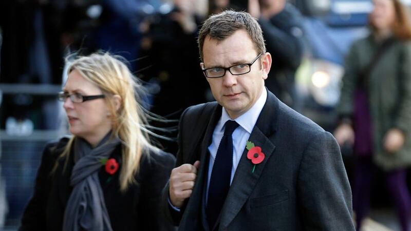 Andy Coulson, former editor of the News of the World  and ex-press chief of British prime minister David Cameron arrives at the Old Bailey. Photograph: Matthew Lloyd /Bloomberg.