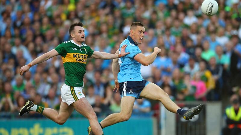 Con O’Callaghan of Dublin in action against Kerry’s Tom O’Sullivan in last year’s All-Ireland football final. This year’s decider  has been fixed for Saturday, December 19th. Photograph: James Crombie/Inpho