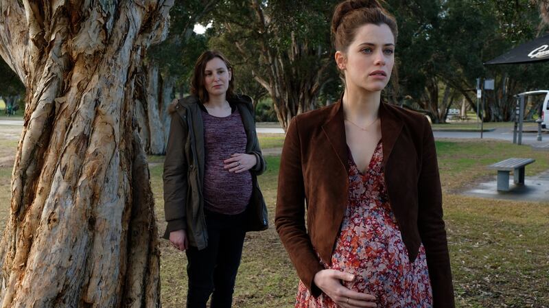 Laura Carmichael and Jessica De Gouw in The Secret She Keeps