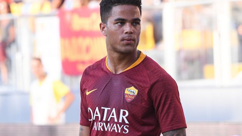 Justin Kluivert during a pre-season friendly  between  Roma and Avellino  in Frosinone, Lazio. Photograph:   Getty Images