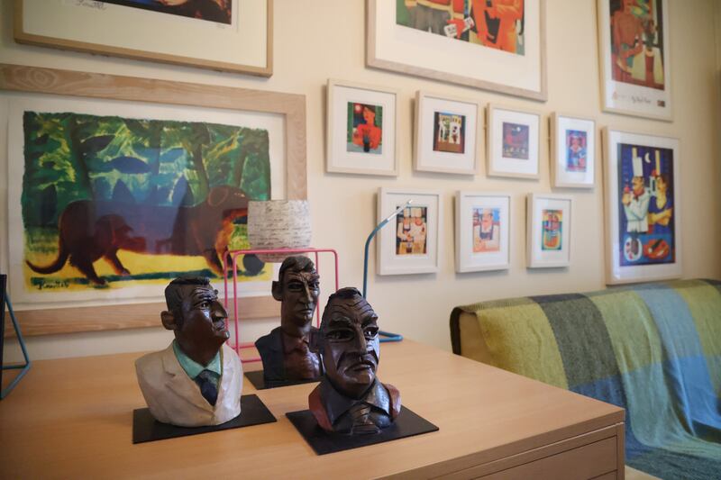 Artworks in the home of Graham Knuttel and Ruth Mathers. Photograh: Bryan O’Brien