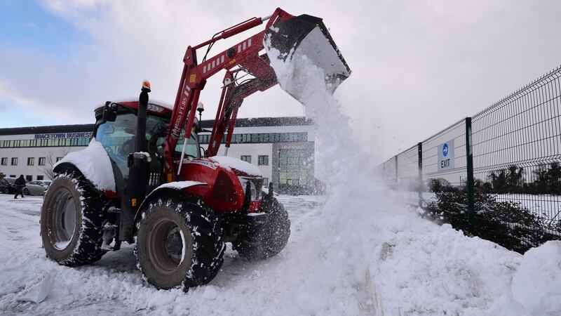 Snow clearing at Bracetown Business Park in Dunboyne, Co Meath. Photograph: Alan Betson