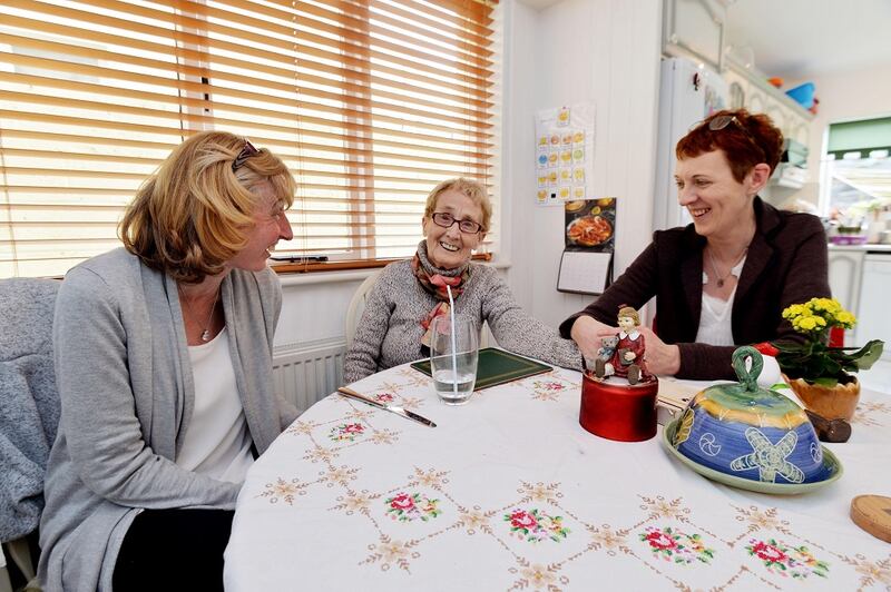Jenny Hughes (right) is the primary carer for her aunt Philomena Hughes (centre). On left is carer Karon Lammas. Photograph: Alan Betson
