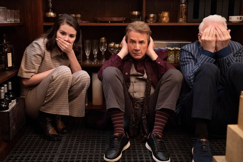 Only Murders in the Building: Selena Gomez, Martin Short and Steve Martin in series five. Photograph: Patrick Harbron/Disney