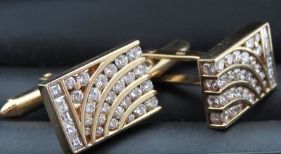 18 carat yellow gold asscher cut diamond cufflinks (€2,000-€3,000) at Matthews auction