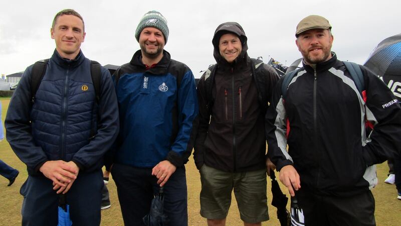 Niall Morrissey, Stuart Mackenzie-Smyth,  Denis Rosnon and James Carroll at Royal Portrush on Sunday. Photograph: Freya McClements