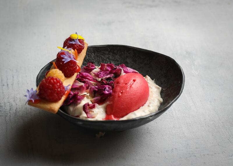 The winner's dessert made with Irish raspberries. Photograph: Ruth Calder-Potts