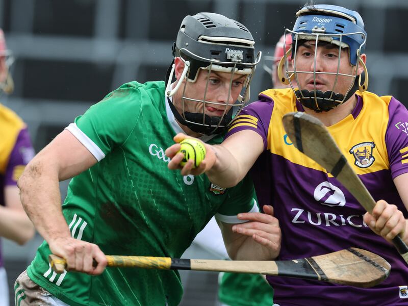 Limerick's Barry Murphy and Wexford's Shane Reck. Photograph: Lorraine O’Sullivan/Inpho