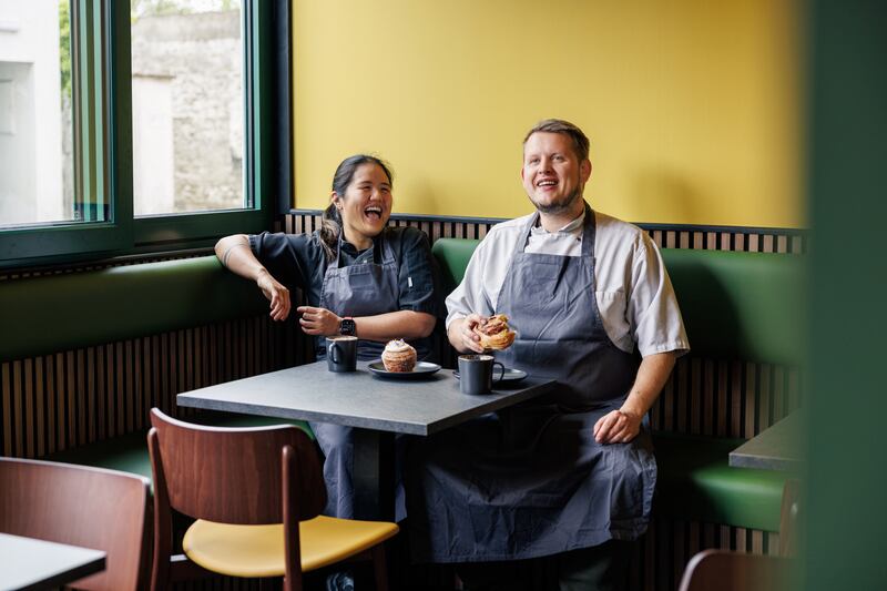 Nicole Server and Bart Pawlukojc: 'It was pretty fast and intense, falling in love and doing an internship at the same time'. Photograph: Kirsty Lyons Photography