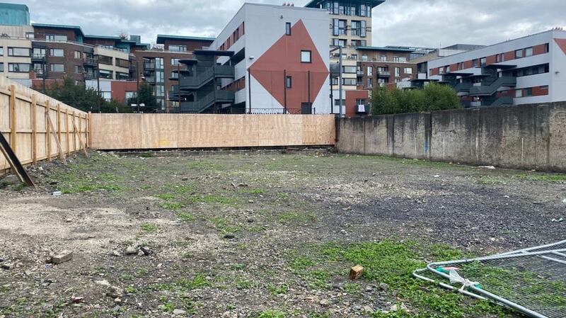 The yard at the   the back of St Paul’s Church in Stoneybatter,  Dublin where skeletal remains were found.