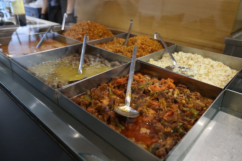 Hot dishes at Sofra Cafe and Grill restaurant. Photograph: Bryan O’Brien