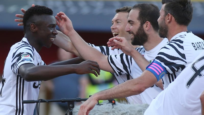 Moise Kean after scoring the winner at the ‘Renato Dall’ara’ stadium in Bologna. Photograph: Getty Images
