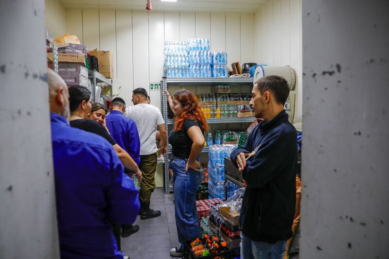 Israelis take refuge in a shelter after sirens were heard in the northern city of Kiryat Shmona near the Lebanon border on October 19th as border tensions between Israel on one side and Hizbullah and allied Palestinian factions on the other intensify. Photograph: by Jalaa Marey/AFP/Getty Images