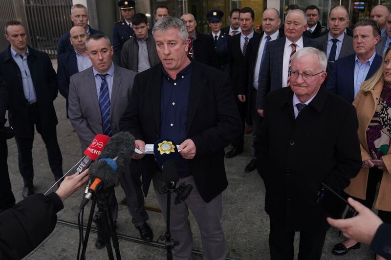 Brendan Horkan, brother of Colm Horkan, making a statement outside the Central Criminal Court, Dublin on Wednesday, March 15th. Photograph: Brian Lawless/PA 