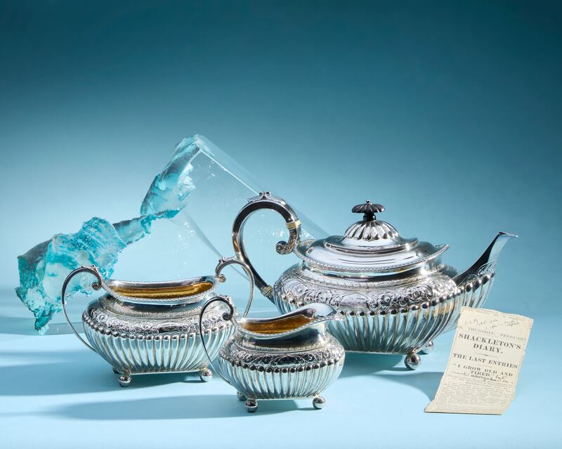 Edwardian silver tea service originally gifted to Antarctic explorer Ernest Shackleton, for sale at Roseberys’ silver auction in London on September 30th (£2,000-£3,000)